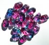 10 18x12x9mm Fuchsia & Blue Potato Nugget Beads